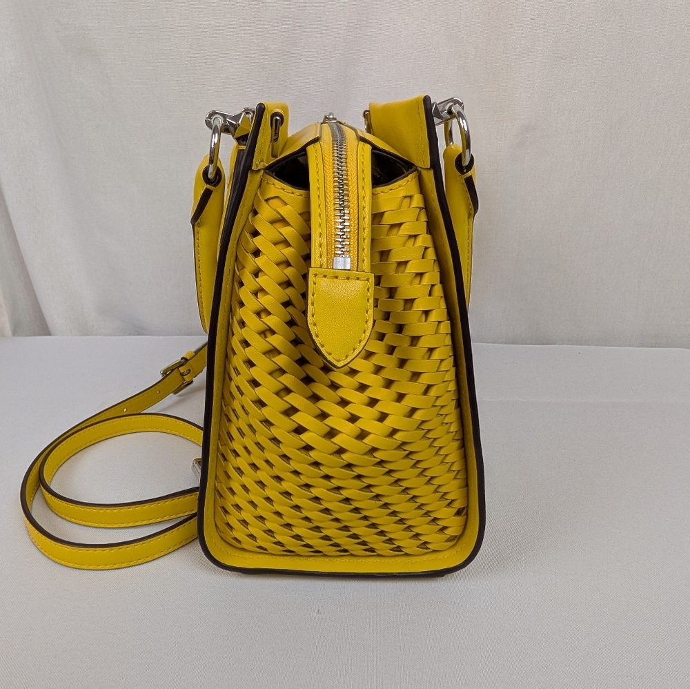 Michael Kors Marilyn Medium Saffiano Leather Woven Sides Purse Satchel Tote NWT - Picture 9 of 17